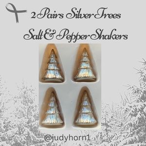 2's Co. Vintage Silver Trees  Pewter  Sterling Silver-Plate Salt Pepper Shakers